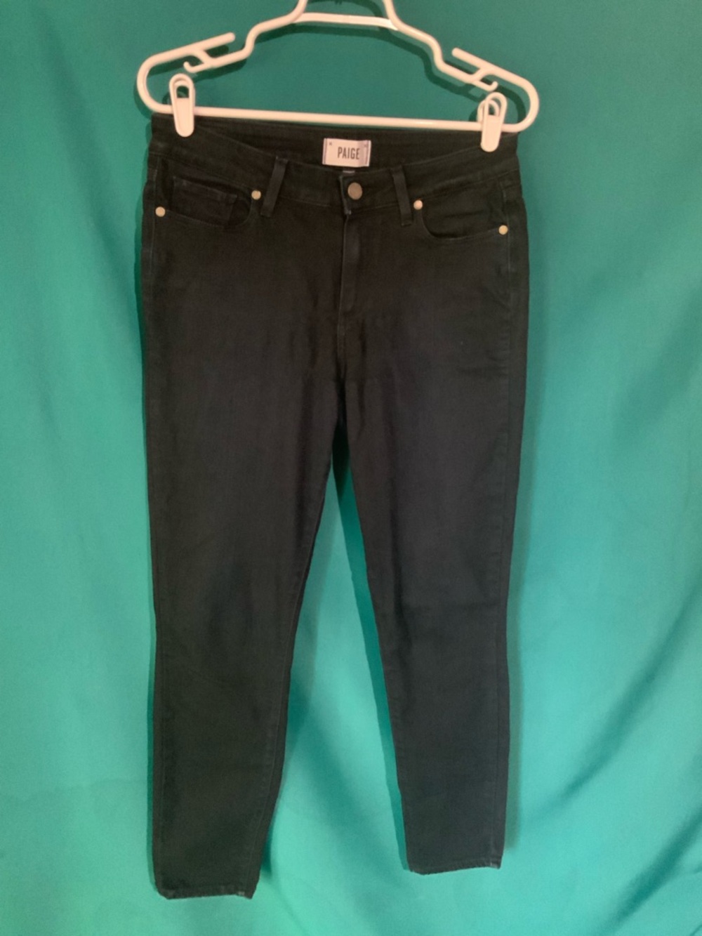 PAIGE Verdugo Black Mid Rise, Skinny Ankle Jeans - Women's Slim Fit